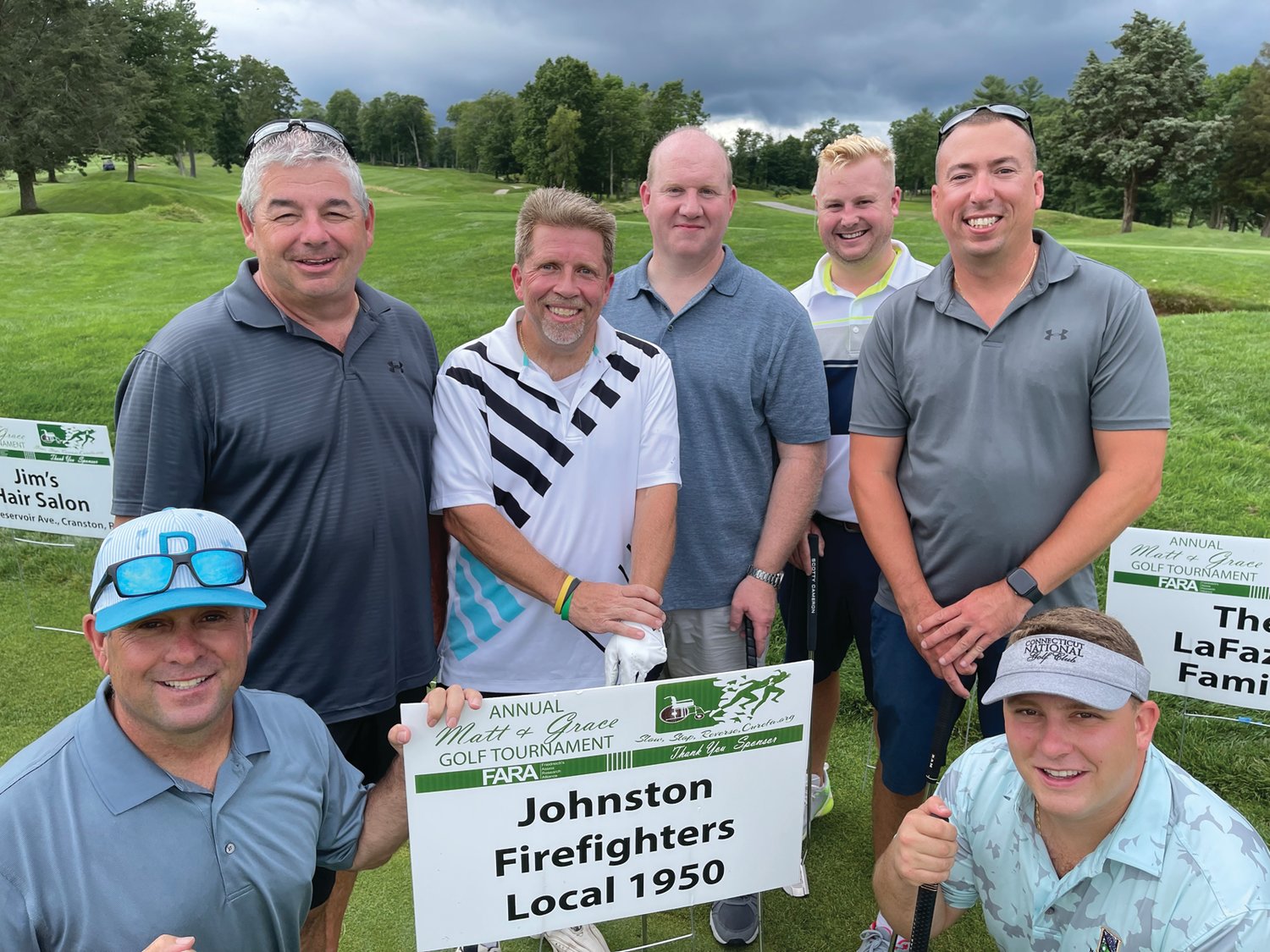 DANGEROUS DRIVERS: From left to right, David Pingitore, David Iannuccilli, Richard Boehm, Keith Calci, Tom Balkun, Adam Pontbriant and Anthony Colella played to honor Matt DiIorio.